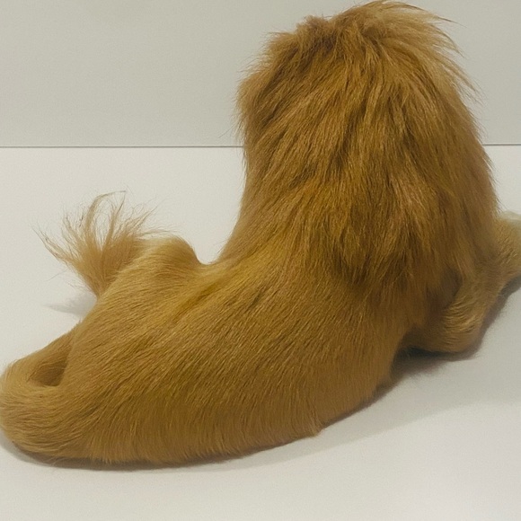 Vintage Lion Figurine Real Fur Glass Eyes Hair Sculpture Very Rare 9”-5” - Picture 5 of 12